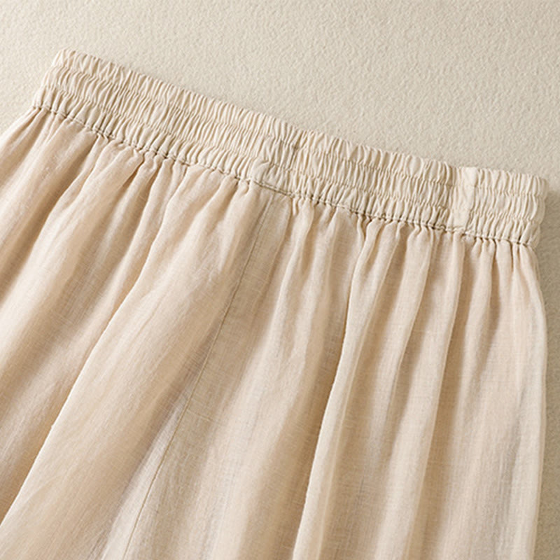 Buddha Stones Commute Embroidery Drawstring Women's Cotton Wide Leg Pants With Pockets - image 13