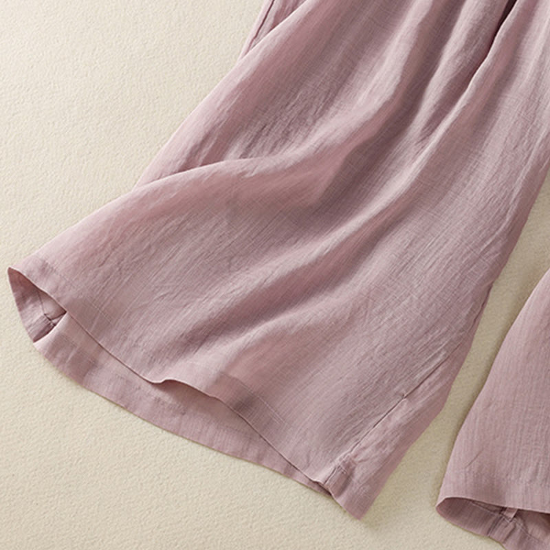 Buddha Stones Commute Embroidery Drawstring Women's Cotton Wide Leg Pants With Pockets - image 40