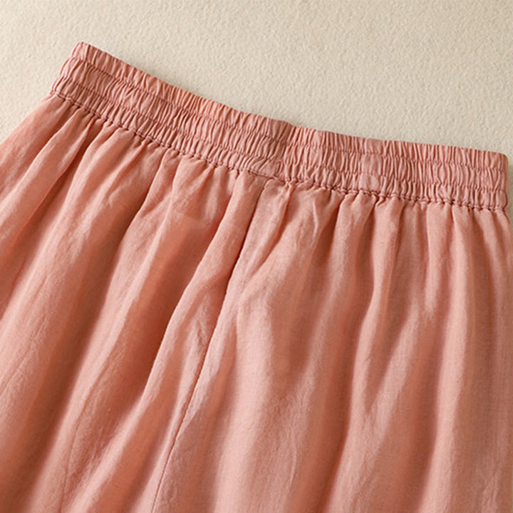 Buddha Stones Commute Embroidery Drawstring Women's Cotton Wide Leg Pants With Pockets - image 22