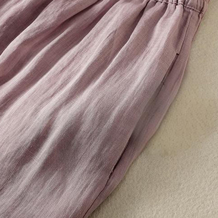 Buddha Stones Commute Embroidery Drawstring Women's Cotton Wide Leg Pants With Pockets - image 39