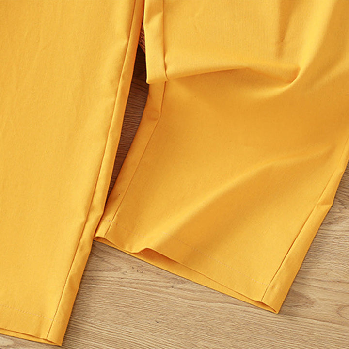 Buddha Stones Casual Hollow Lace Waistband Design Women's Cotton Linen Wide Leg Pants With Pockets