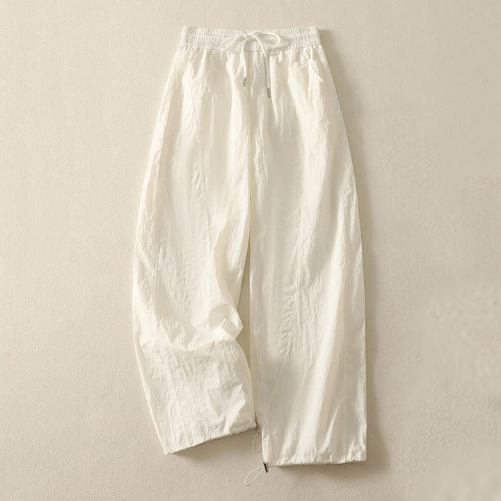 Buddha Stones Summer Vintage Plain Drawstring Cuffed Women's Pants With Pockets - FloralWhite - US8-10，UK/AU12-14，EU40-42 (2XL) - image 5