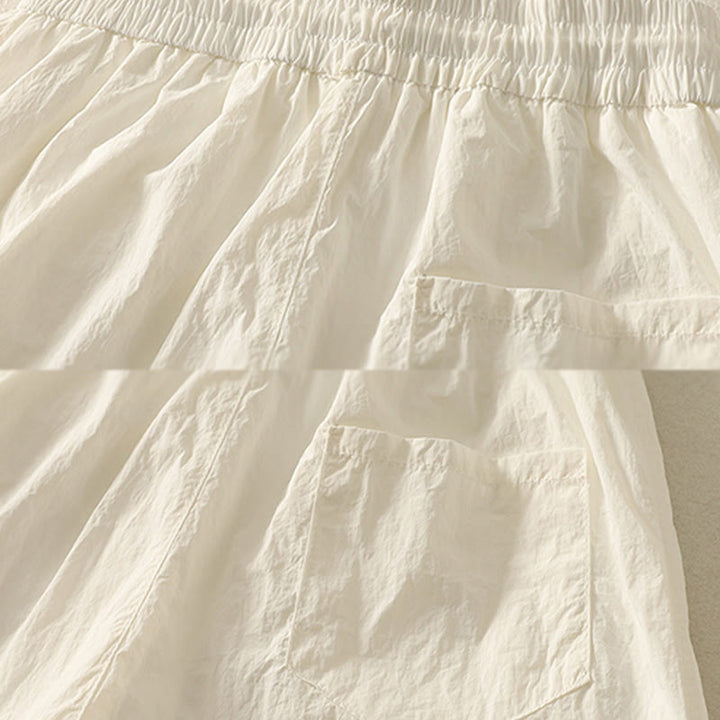 Buddha Stones Summer Vintage Plain Drawstring Cuffed Women's Pants With Pockets