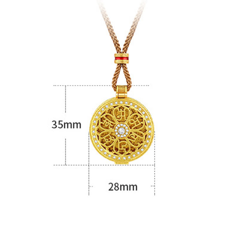 Buddha Stones Om Mani Padme Hum Openable Copper Plated Gold Wealth Necklace Pendant - image 5