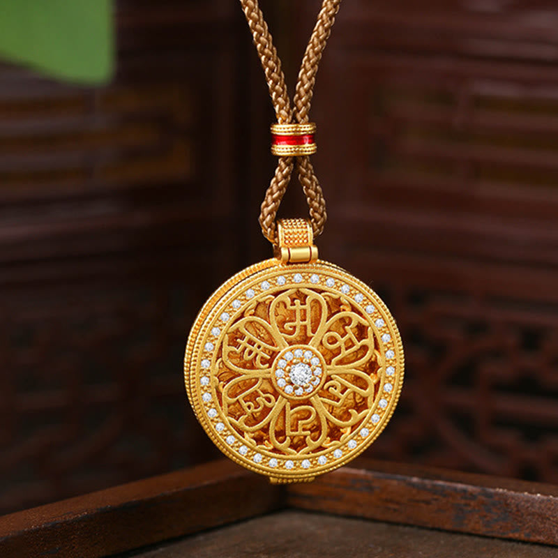 Buddha Stones Om Mani Padme Hum Openable Copper Plated Gold Wealth Necklace Pendant - Copper(Wealth ♥ Luck) - image 1