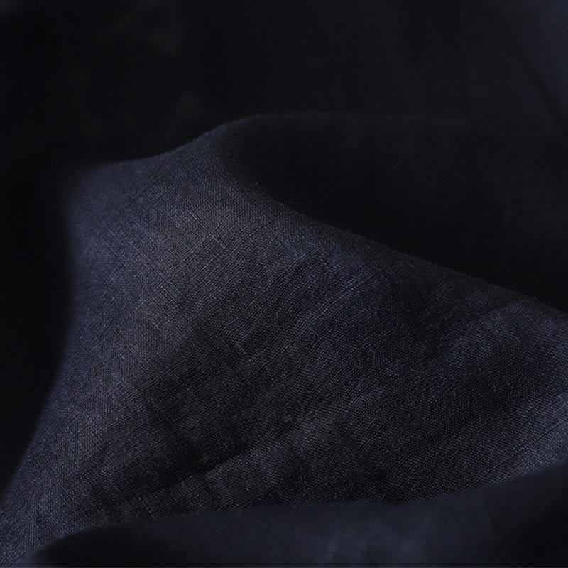 Buddha Stones Symmetrical Embroidery Cotton Linen Women's Half Sleeves Shirt - image 4