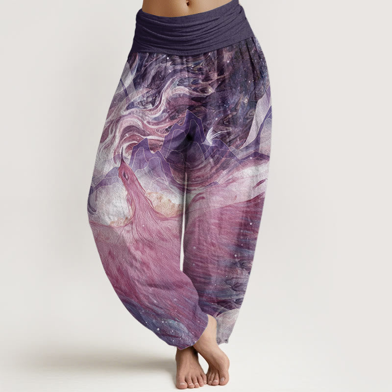 Buddha Stones Pure Cotton Mythical Creature Pattern Women's Elastic Waist Harem Pants - Purple - US22，UK/AU26，EU54 (6XL) - image 9