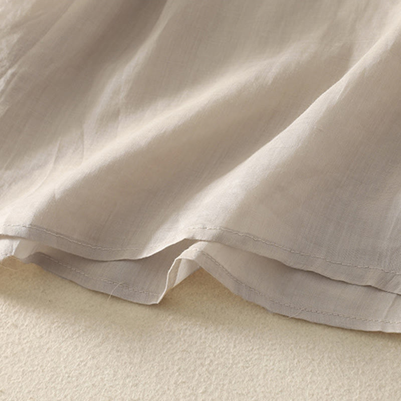 Buddha Stones Embroidered V-neck Casual Women's Cotton Linen Half Sleeve T-shirt - image 4