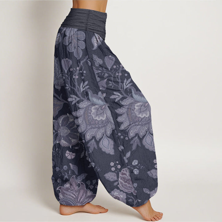 Buddha Stones Pure Cotton Casual Peony Women's Elastic Waist Harem Pants - image 8