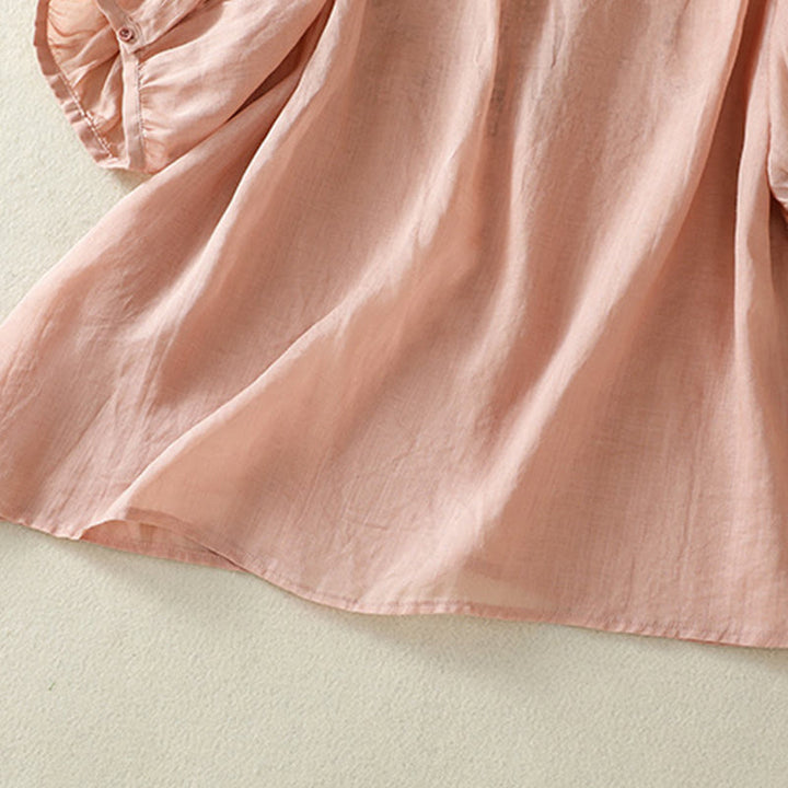 Buddha Stones Embroidered Lace Casual Women's Cotton Linen Half Sleeve T-shirt - image 21