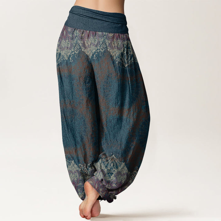 Buddha Stones Pure Cotton Casual Lycoris Radiata Mandala Pattern Women's Elastic Waist Harem Pants - image 1