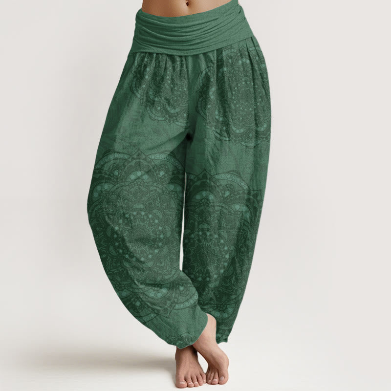 Buddha Stones Pure Cotton Mandalas Paisley Pattern Women's Elastic Waist Harem Pants - LimeGreen - US22，UK/AU26，EU54 (6XL) - image 6