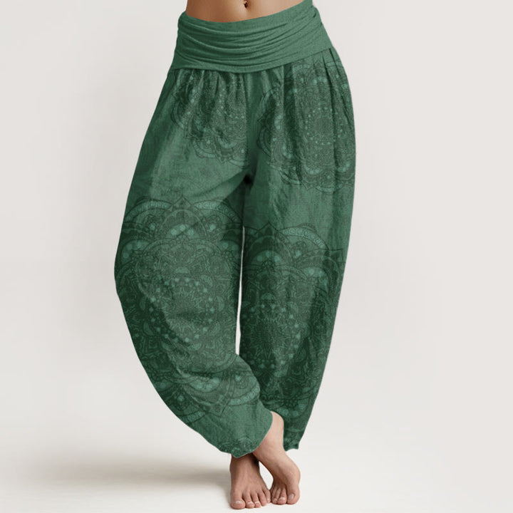 Buddha Stones Pure Cotton Mandalas Paisley Pattern Women's Elastic Waist Harem Pants - LimeGreen - US22，UK/AU26，EU54 (6XL) - image 6