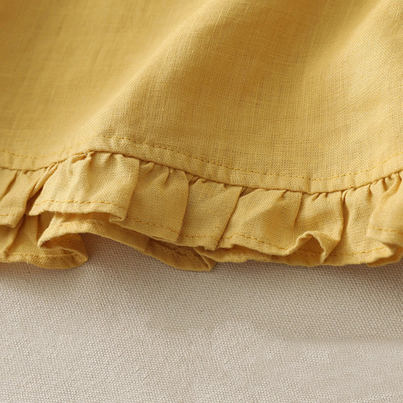 Buddha Stones Casual Plain Ruffled Hem Crew Neck Tie Women's Polyester T-shirt - image 2