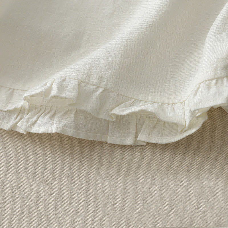 Buddha Stones Casual Plain Ruffled Hem Crew Neck Tie Women's Polyester T-shirt - image 11