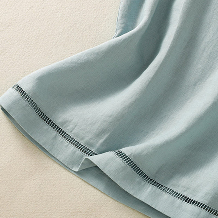 Buddha Stones Simple Crew Neck Button Design Women's Cotton Sleeveless Vest - image 12