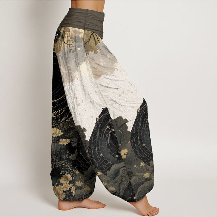 Buddha Stones Pure Cotton Casual Dragon Ancient Tree Pattern Women's Elastic Waist Harem Pants - image 2