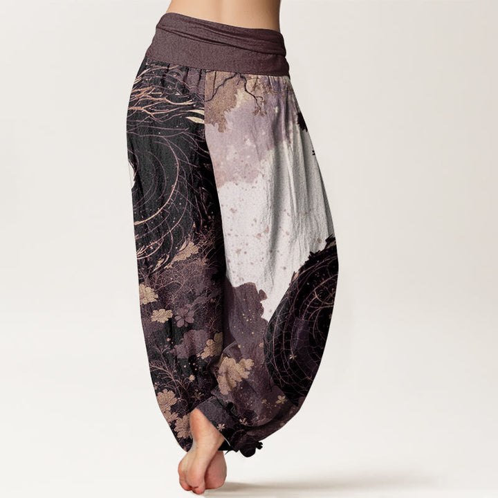 Buddha Stones Pure Cotton Casual Dragon Ancient Tree Pattern Women's Elastic Waist Harem Pants - image 7