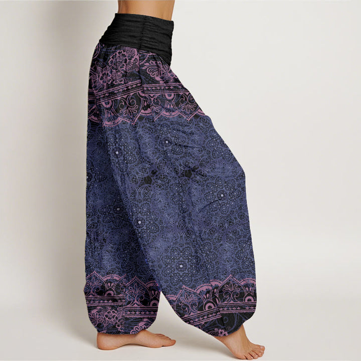 Buddha Stones Pure Cotton Elegant Mandala Flowers Design Women's Elastic Waist Harem Pants - image 8