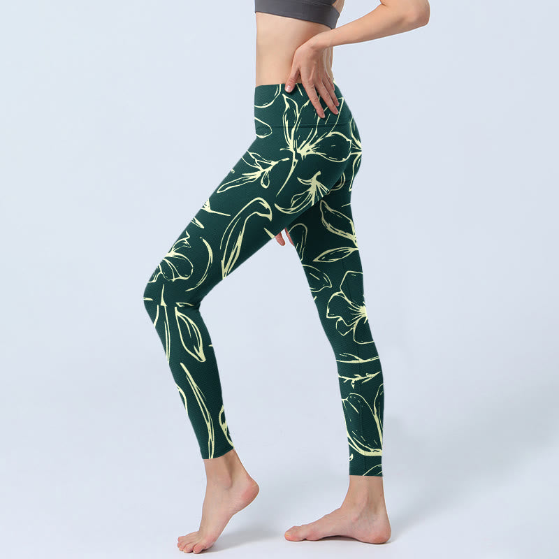 Buddha Stones Large Floral Petals Print Gym Leggings Women's Yoga Pants - image 4