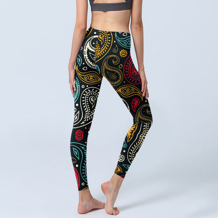 Buddha Stones Colorful Paisley Print Gym Leggings Women's Yoga Pants - image 5