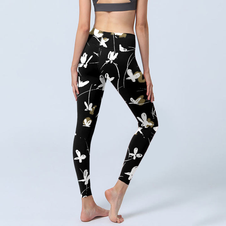 Buddha Stones White Butterflies Print Gym Leggings Women's Yoga Pants - image 4