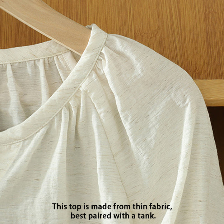 Buddha Stones White Plain Button Three Quarter Sleeve Women's Shirt - image 5