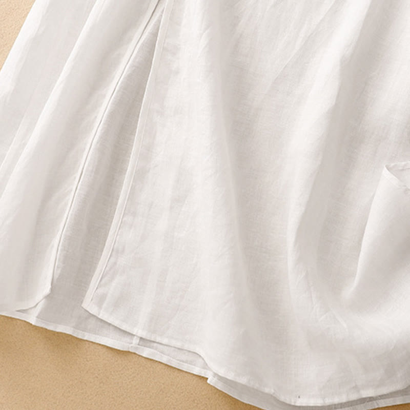 Buddha Stones Summer V-Neck Frog-Button Short Sleeve Women's Midi Dress - image 12