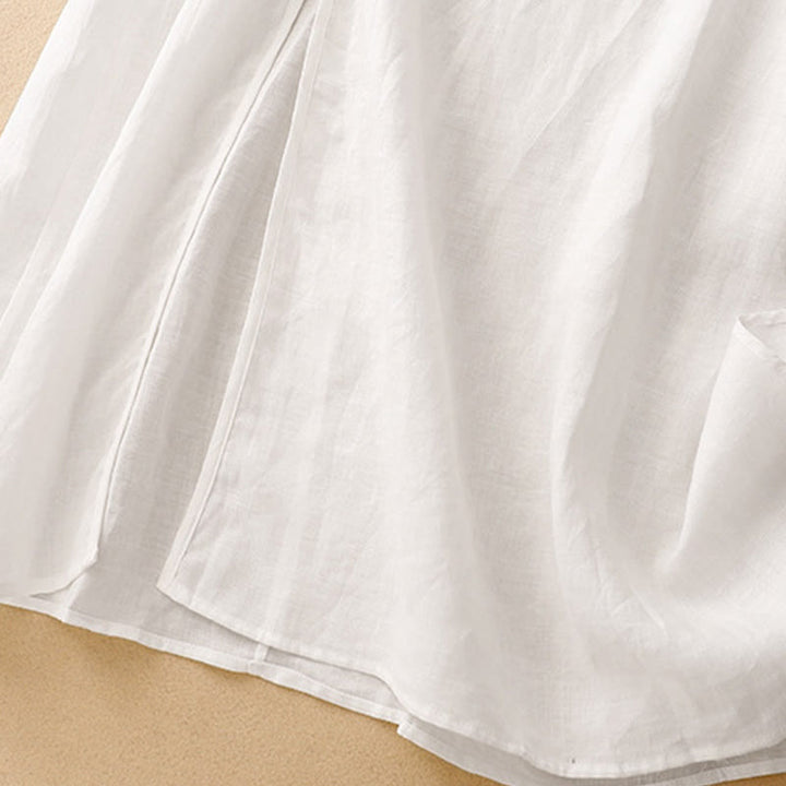 Buddha Stones Summer V-Neck Frog-Button Short Sleeve Women's Midi Dress - image 12