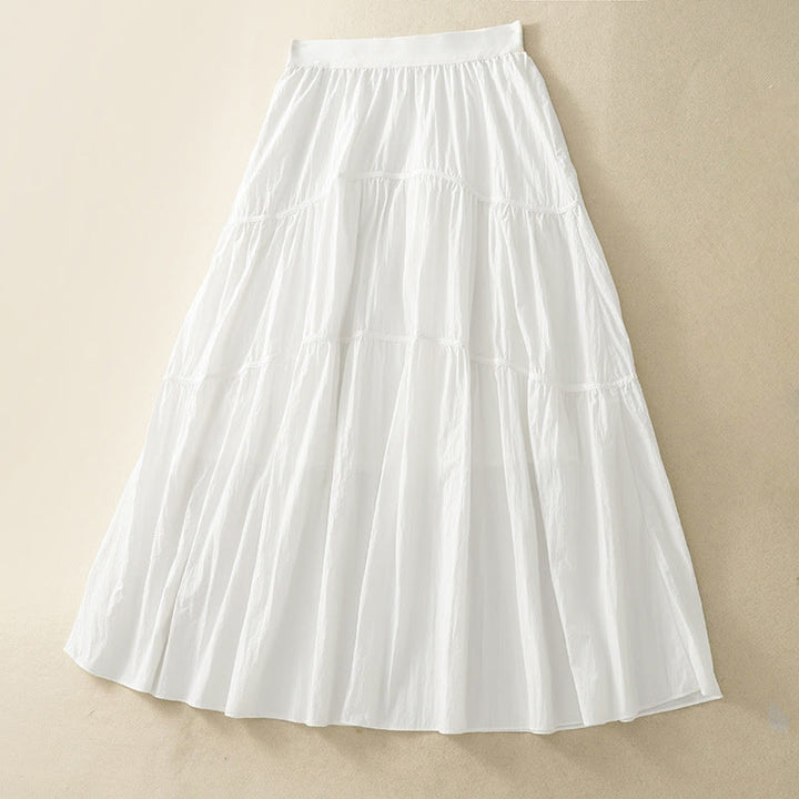 Buddha Stones Simple Lines Elastic Waist Women's Skirt With Pockets