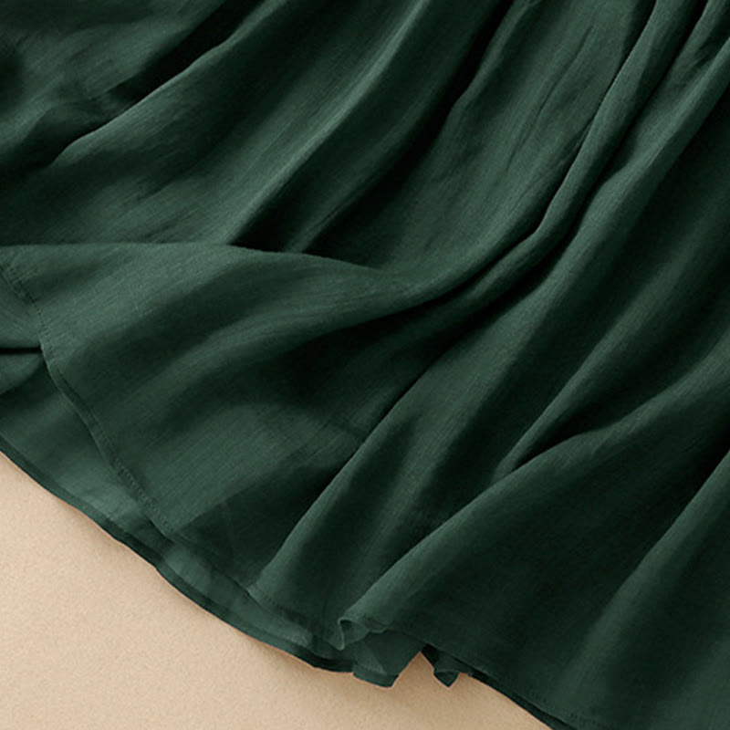 Buddha Stones Summer Solid Color Elastic Waist Drawstring Women's Skirt - image 8