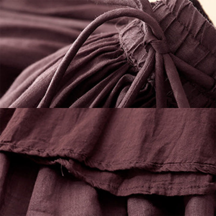 Buddha Stones Summer Solid Color Elastic Waist Drawstring Women's Skirt - image 19