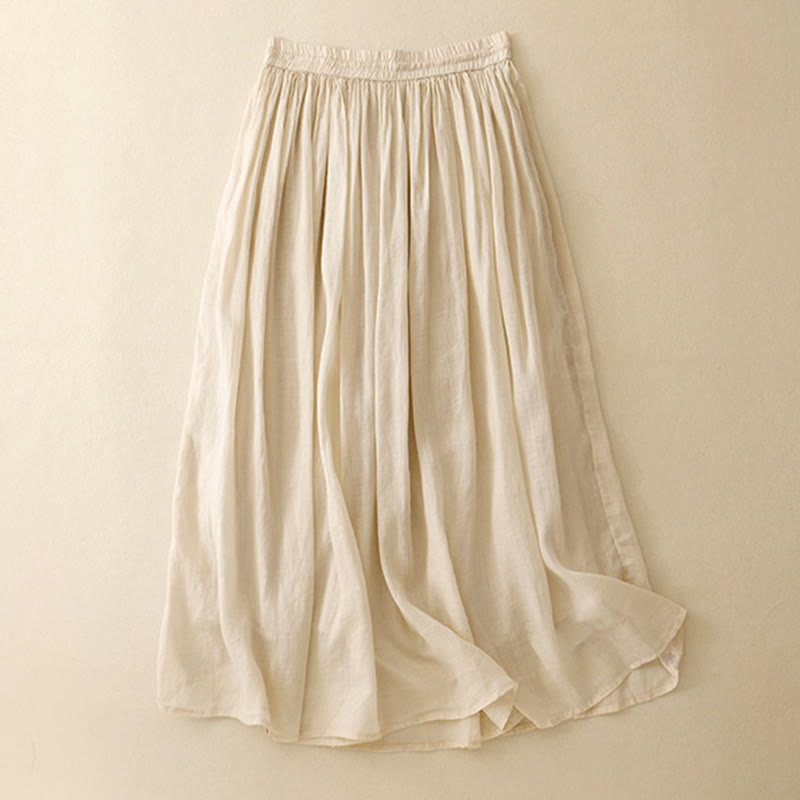 Buddha Stones Summer Solid Color Elastic Waist Drawstring Women's Skirt - image 21