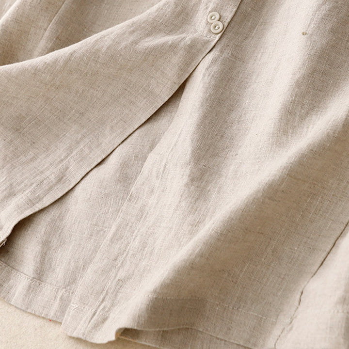 Buddha Stones A-line Buttons Slit Design Elastic Waist Cotton Women's Skirt With Pockets - image 15