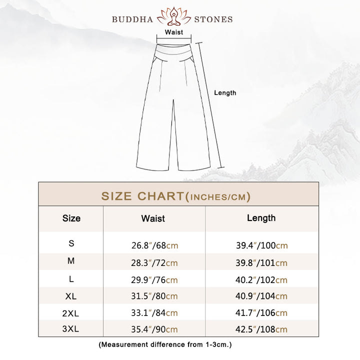 Buddha Stones Plain Color Cotton Linen High Waist Wide Leg Pants With Pockets - image 4