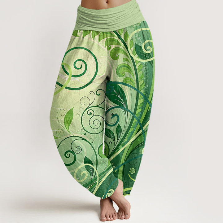 Buddha Stones Casual Vining Floral Pattern Women's Harem Pants - PaleGreen - US22，UK/AU26，EU54 (6XL) - image 0
