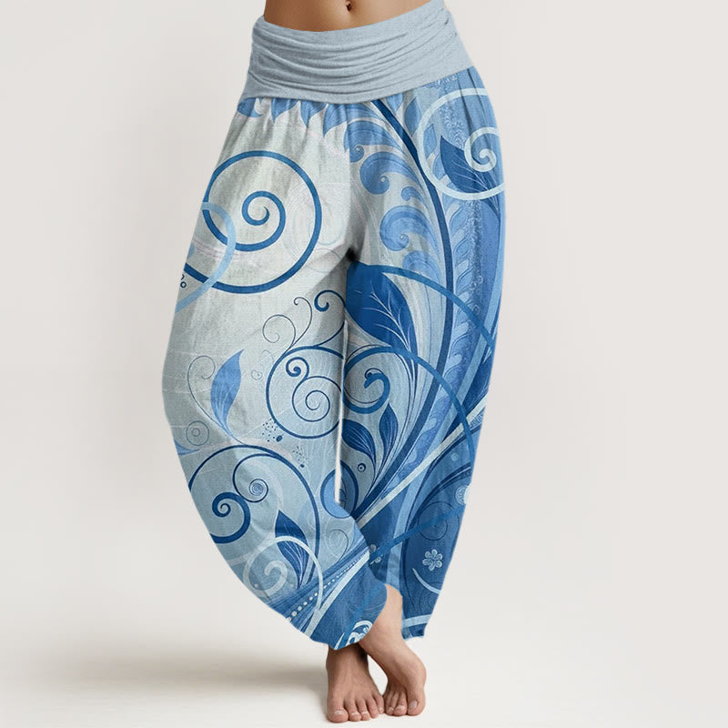 Buddha Stones Casual Vining Floral Pattern Women's Harem Pants - SkyBlue - US22，UK/AU26，EU54 (6XL) - image 4