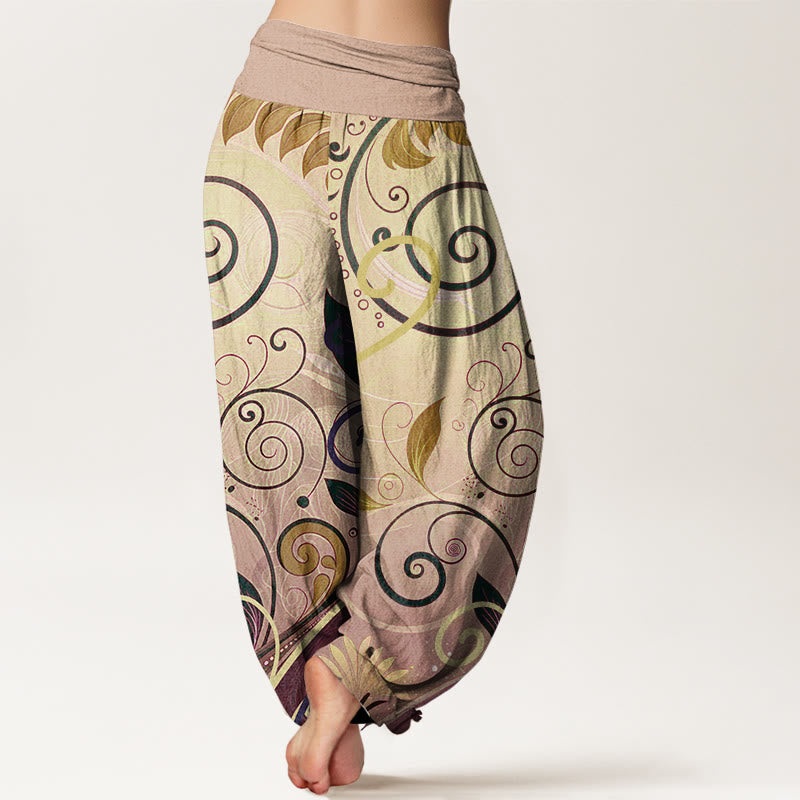 Buddha Stones Cotton Casual Vining Floral Pattern Women's Harem Pants - image 8