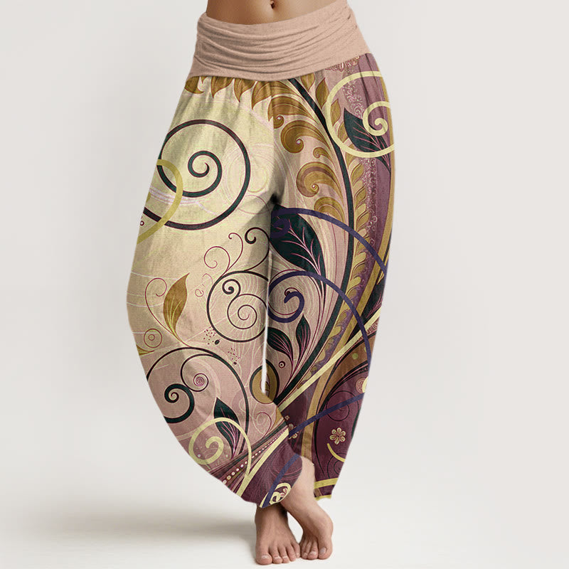 Buddha Stones Cotton Casual Vining Floral Pattern Women's Harem Pants - BurlyWood - US22，UK/AU26，EU54 (6XL) - image 7