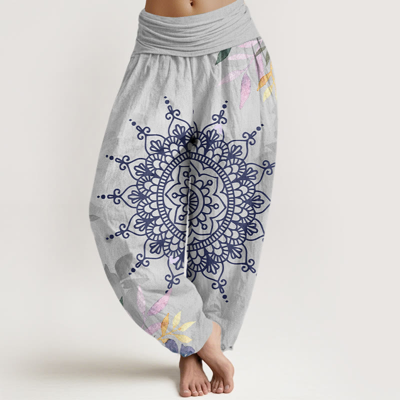 Buddha Stones Cotton Casual Mandala Pattern Women's Harem Pants - Gainsboro - US22，UK/AU26，EU54 (6XL) - image 7