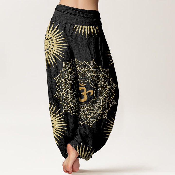 Buddha Stones Casual Mandala Om Symbol Sun Pattern Women's Harem Pants - image 1