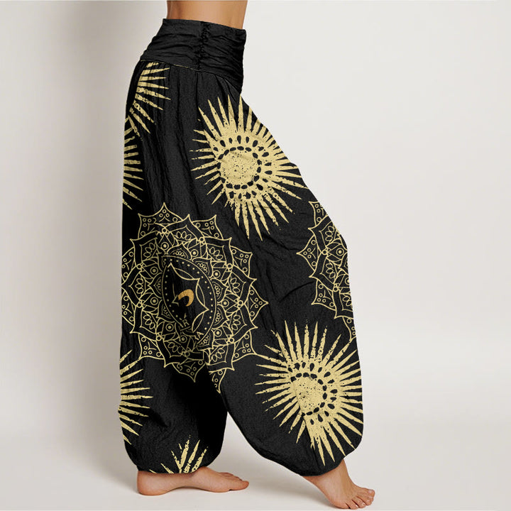 Buddha Stones Cotton Casual Mandala Om Symbol Sun Pattern Women's Harem Pants - image 2