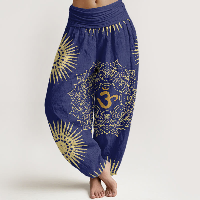Buddha Stones Casual Mandala Om Symbol Sun Pattern Women's Harem Pants - DarkBlue - US22，UK/AU26，EU54 (6XL) - image 4