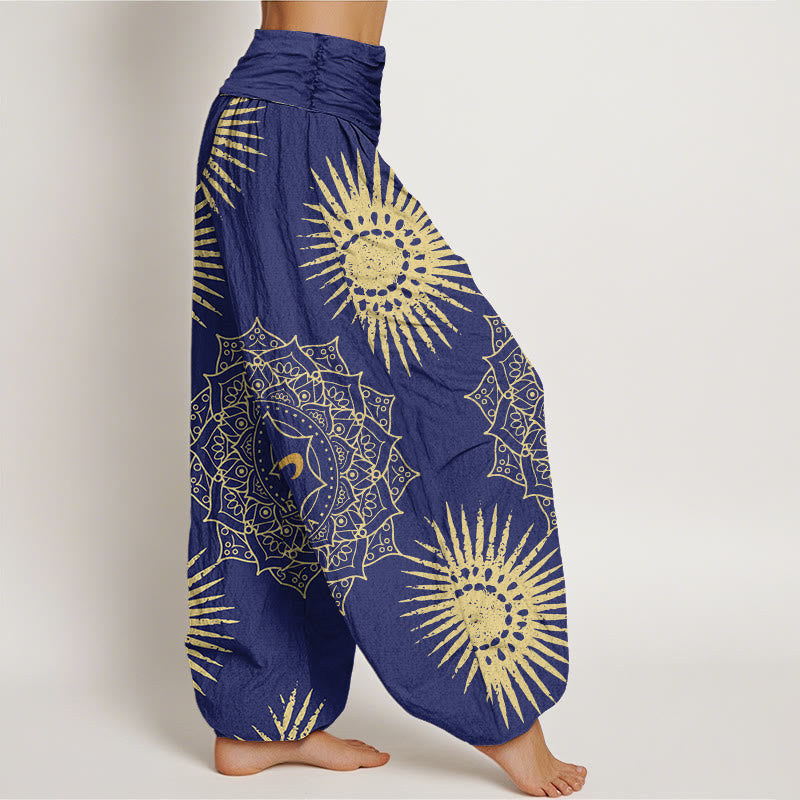 Buddha Stones Casual Mandala Om Symbol Sun Pattern Women's Harem Pants - image 6
