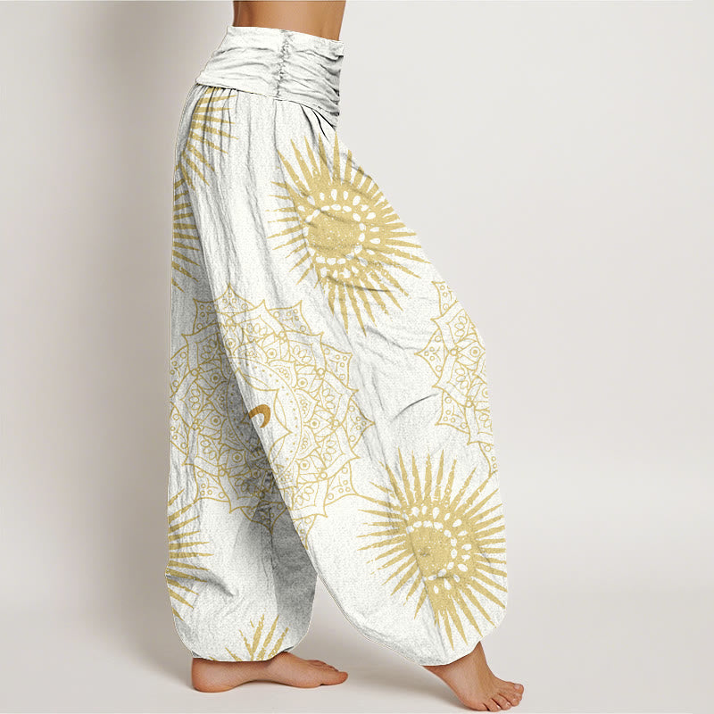 Buddha Stones Casual Mandala Om Symbol Sun Pattern Women's Harem Pants - image 9