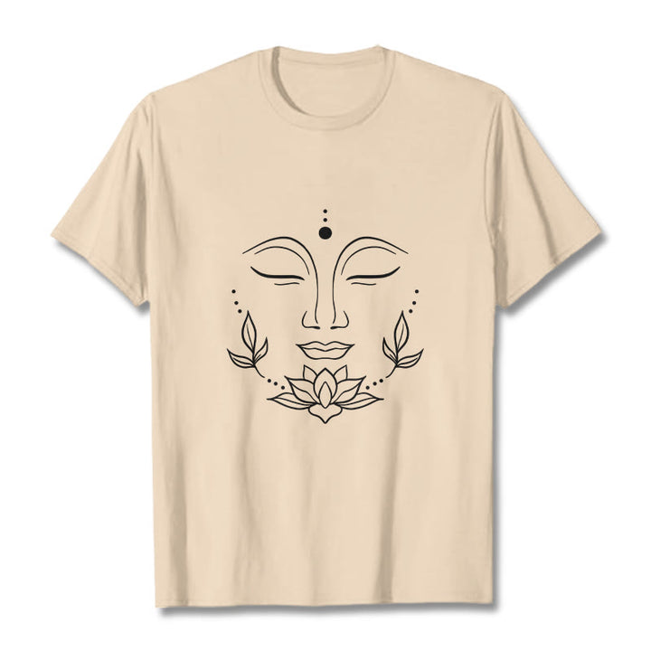 Buddha Stones Casual Buddha Face Lotus Flower Pattern Tee T-Shirt - Bisque - 2XL - image 9