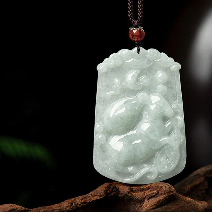 Natural Jade 12 Chinese Zodiac Abundance Amulet Pendant Necklace - Rat - image 11