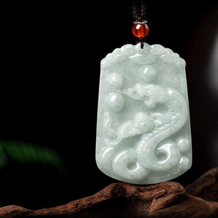 Natural Jade 12 Chinese Zodiac Abundance Amulet Pendant Necklace - Snake - image 19