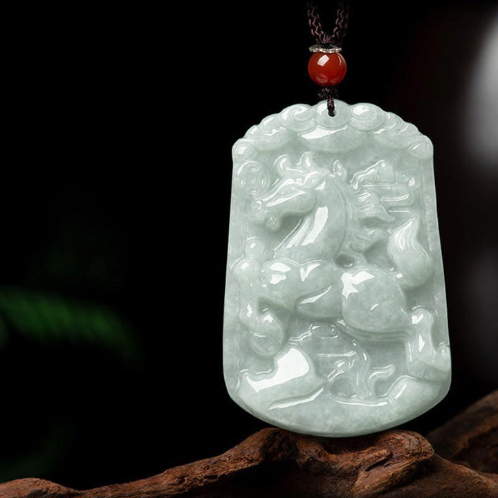 Natural Jade 12 Chinese Zodiac Abundance Amulet Pendant Necklace - image 8