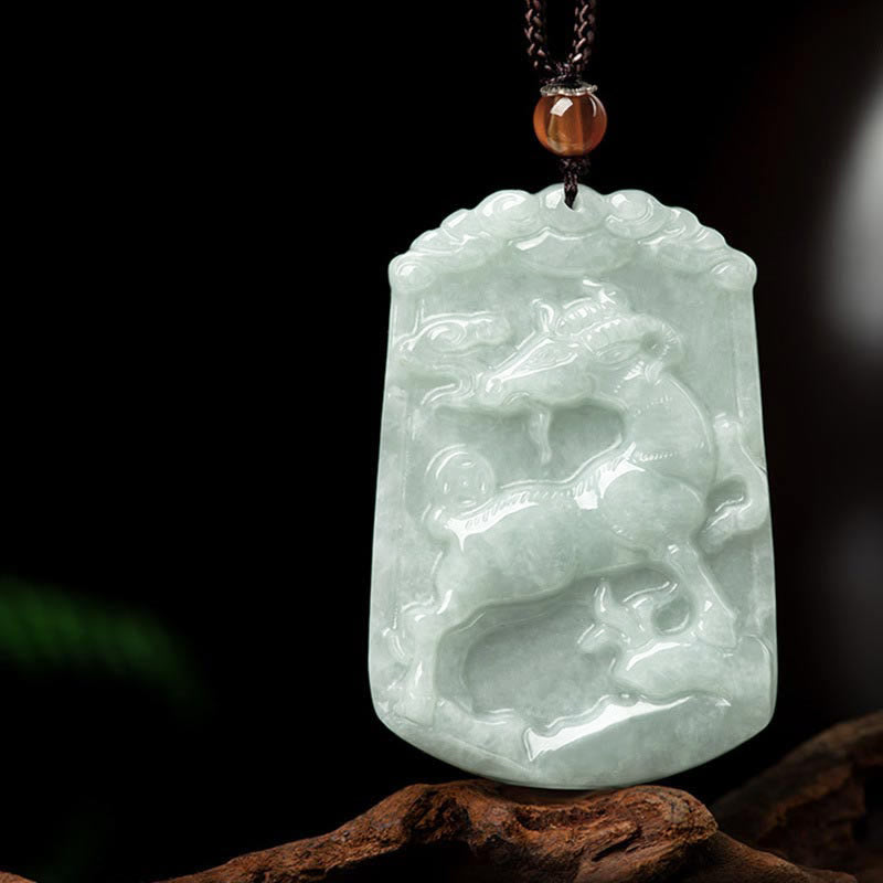 Natural Jade 12 Chinese Zodiac Abundance Amulet Pendant Necklace - Goat - image 21